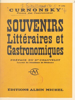 cover image of Souvenirs littéraires et gastronomiques